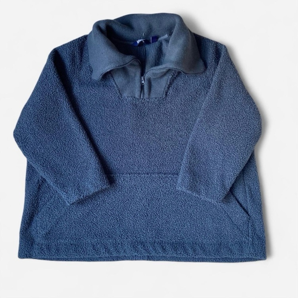 Lands' End teddy jacket quarter zip plus size women’s navy blue cozy -size 3XL